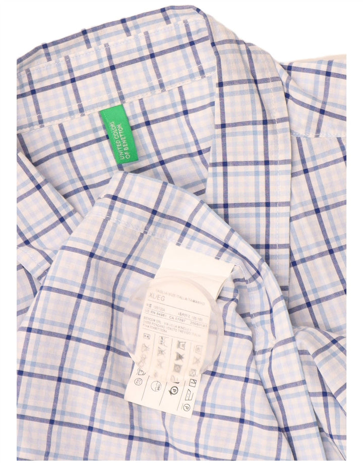 Koszula męska Benetton XL, bawełniana w niebieską kratkę