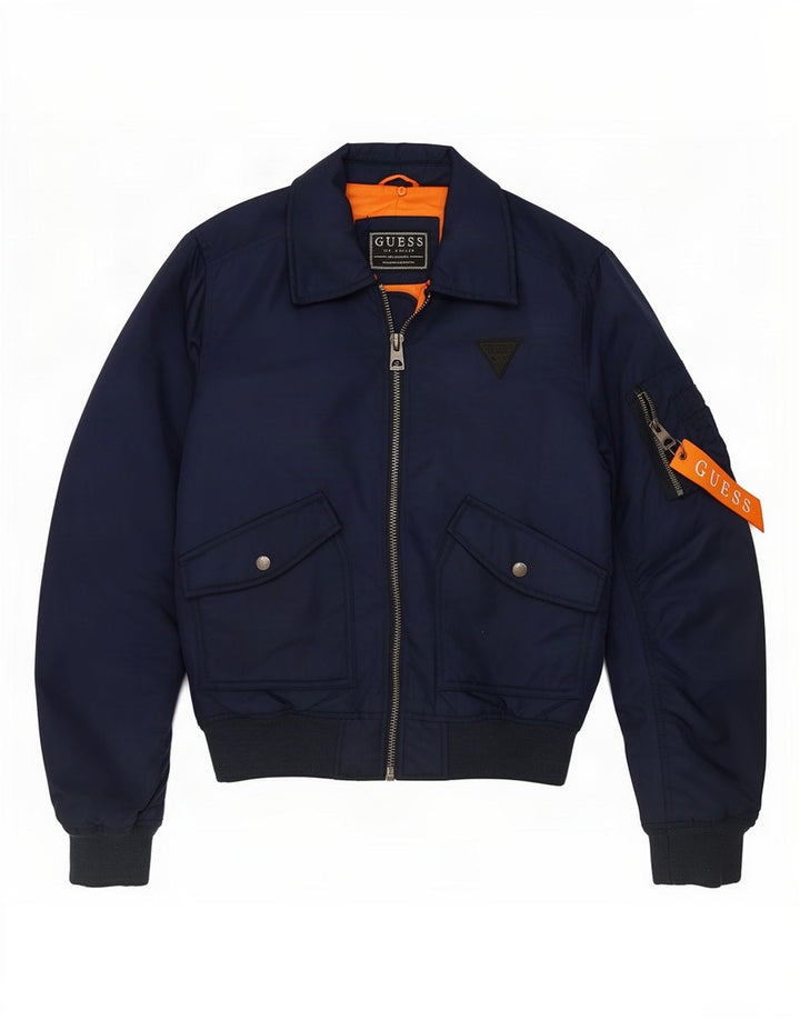 Męska ocieplana kurtka bomberka Guess UK 34 XS, granatowa, poliester