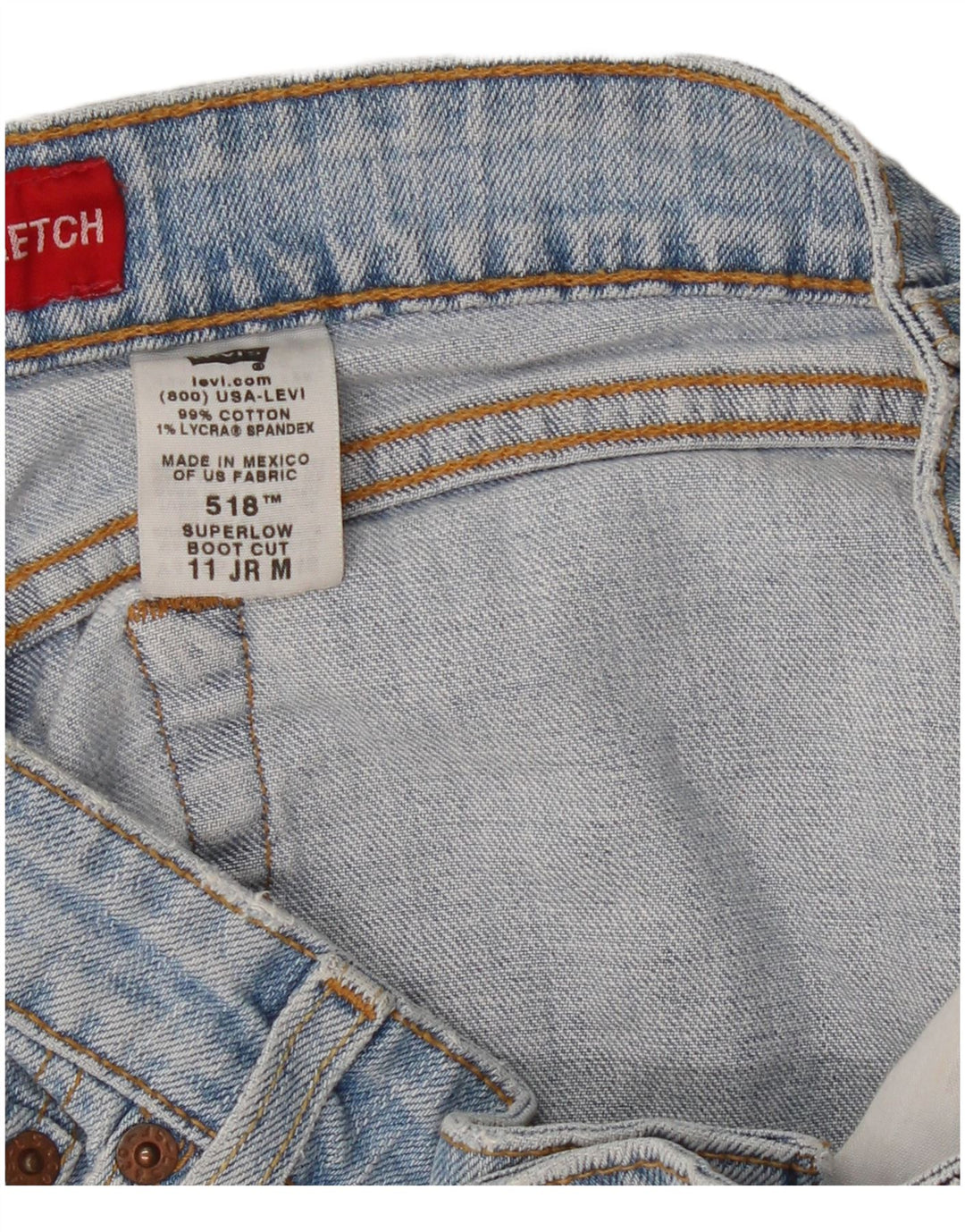 Damskie spodenki jeansowe Levi's 518 Super Low Medium W32, niebieska bawełna