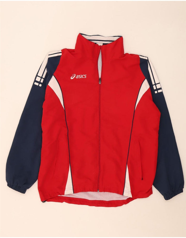 Męska kurtka dresowa Asics, duża, czerwona, poliestrowa z blokami kolorów