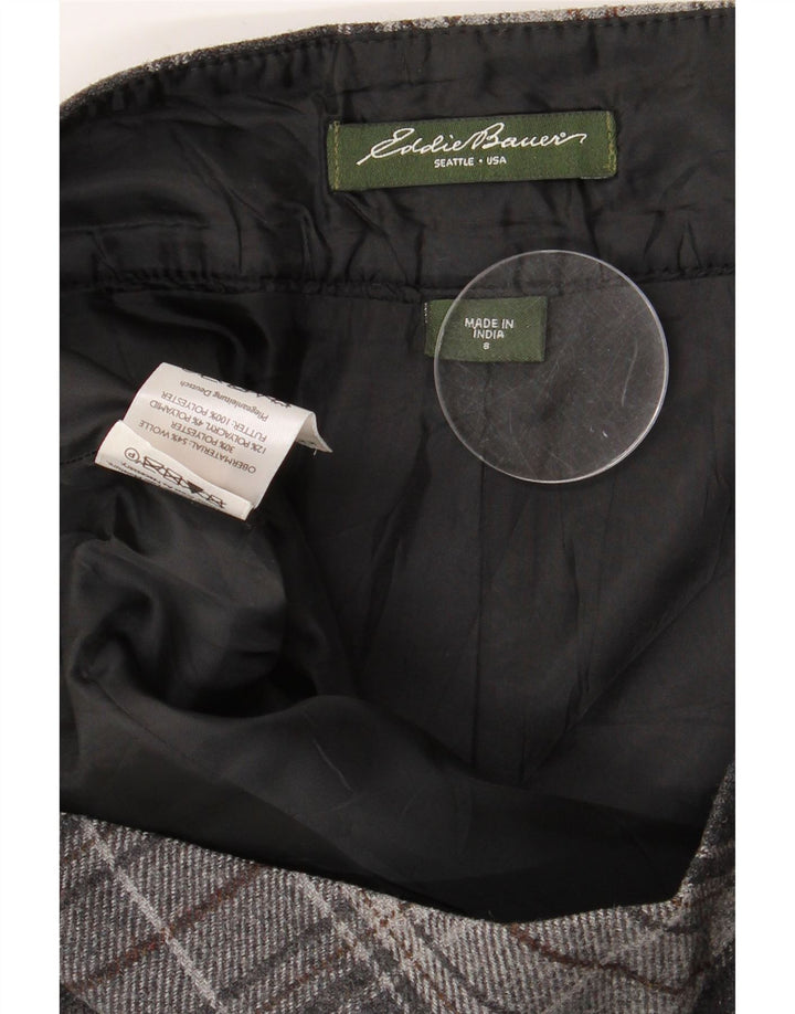 EDDIE BAUER Damska spódnica mini US 8 Medium W32 Szara wełniana krata