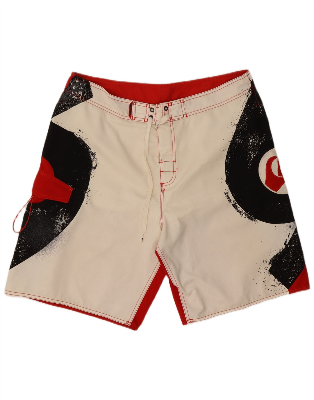 Męskie spodenki kąpielowe Quiksilver z grafiką, duży, biały, poliestrowy blok kolorów