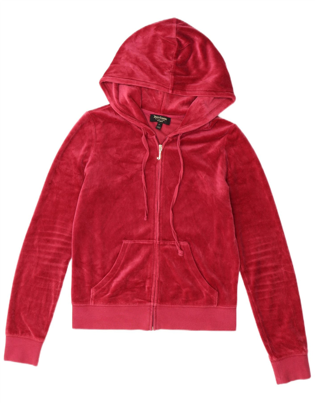 JUICY COUTURE Damski welurowy sweter z kapturem i zamkiem, UK 10, mały, różowy, bawełniany