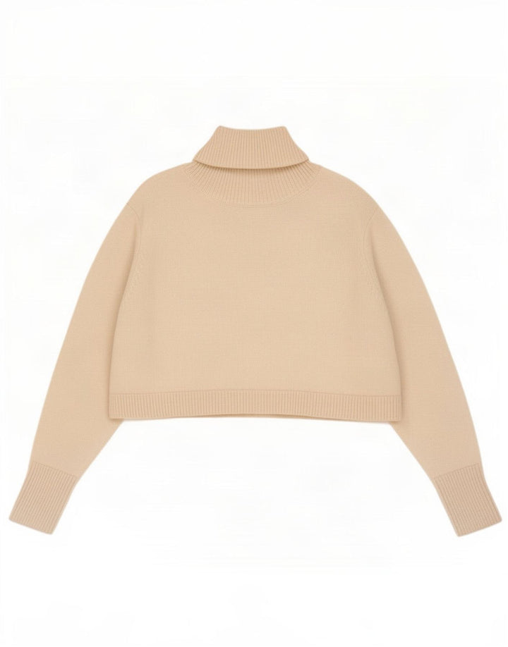 Damski sweter Zara Crop Oversize z golfem UK 10 Small Off White