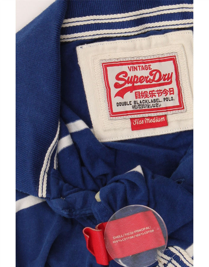 Męska koszulka polo SUPERDRY z grafiką, bawełniana w średnie niebieskie paski