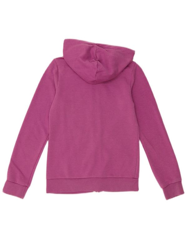 ADIDAS Girls Graphic Zip Hoodie Sweater 9-10 Years Purple Cotton