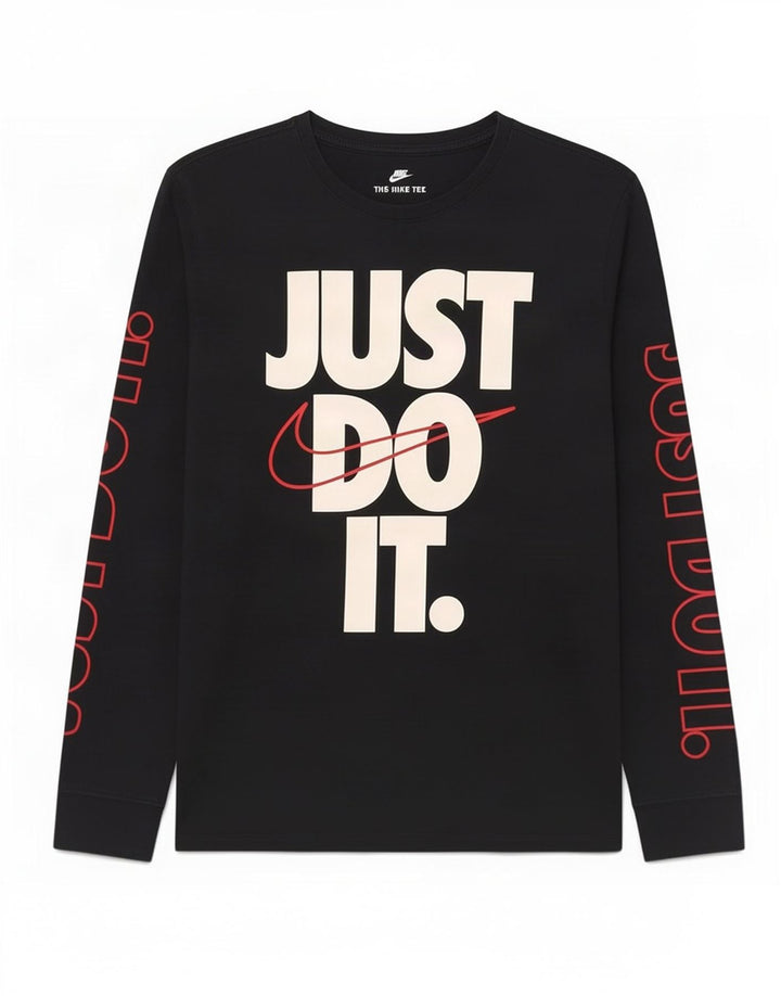 Męska koszulka Nike o sportowym kroju z grafiką, z długim rękawem, duża, czarna, bawełniana