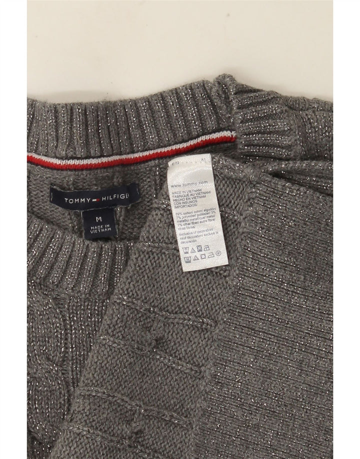 Damski sweter z wycięciem pod szyją Tommy Hilfiger UK 14 Średni szary nakrapiany