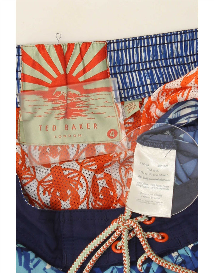 Męskie spodenki kąpielowe Ted Baker, rozmiar 4, duże, granatowe, z poliestru w kwiaty
