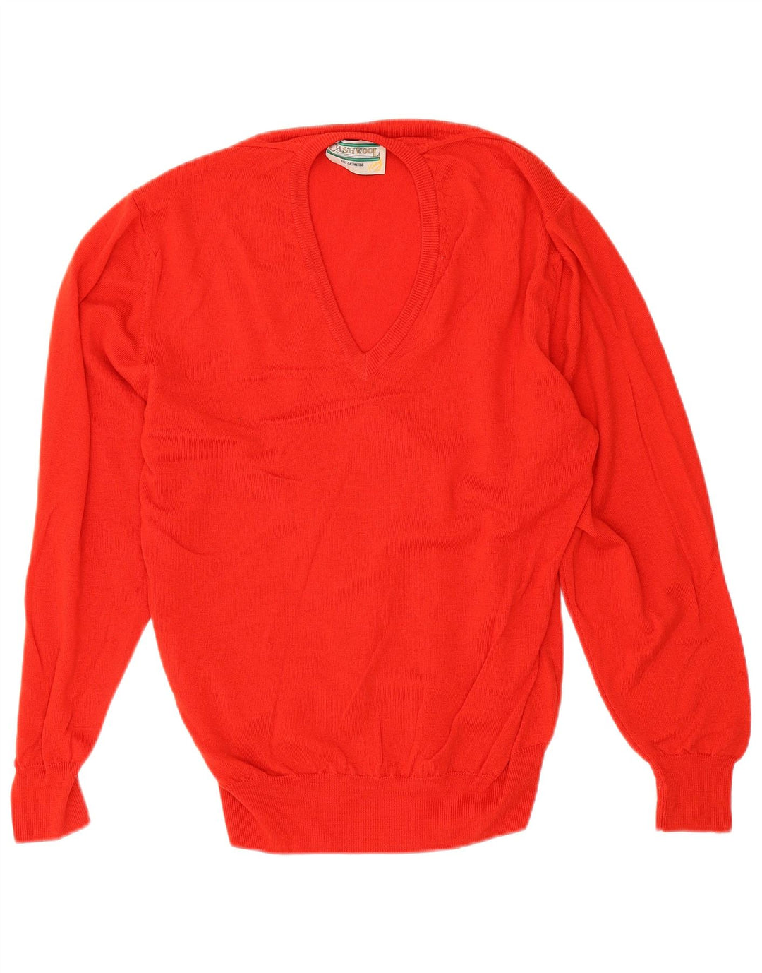 Męski sweter w stylu vintage z dekoltem w szpic IT 50, średni czerwony kaszmir