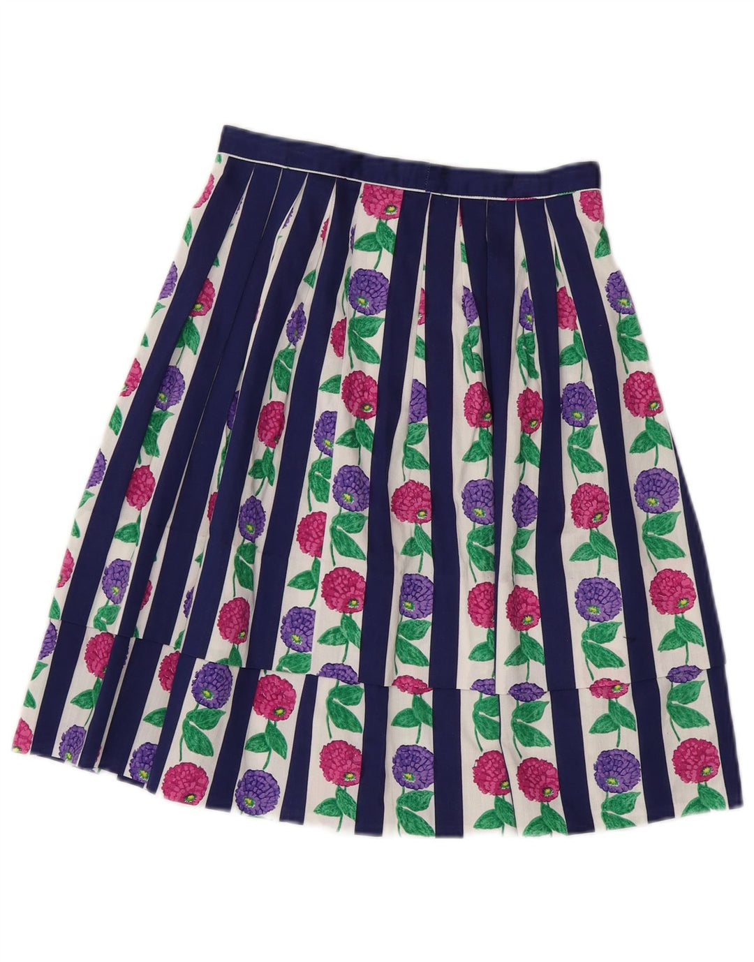 Damska plisowana spódnica VINTAGE W24 XS w niebieskie kwiaty