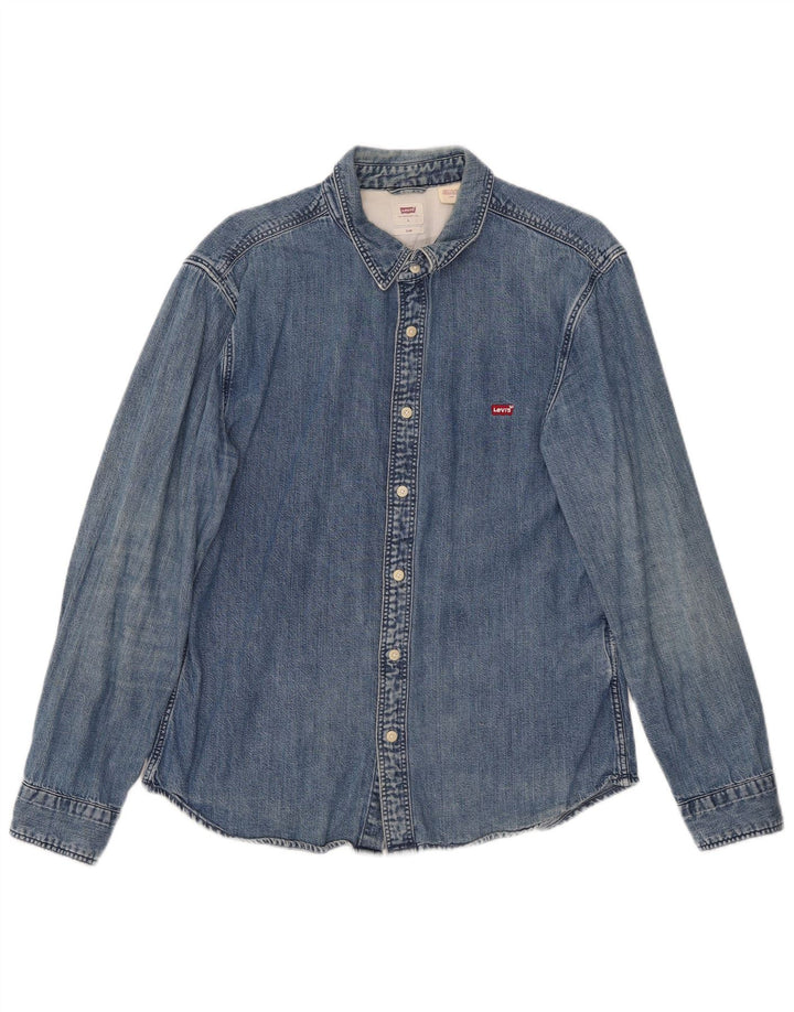 Męska koszula dżinsowa Levi's Slim UK 40, duża niebieska bawełna