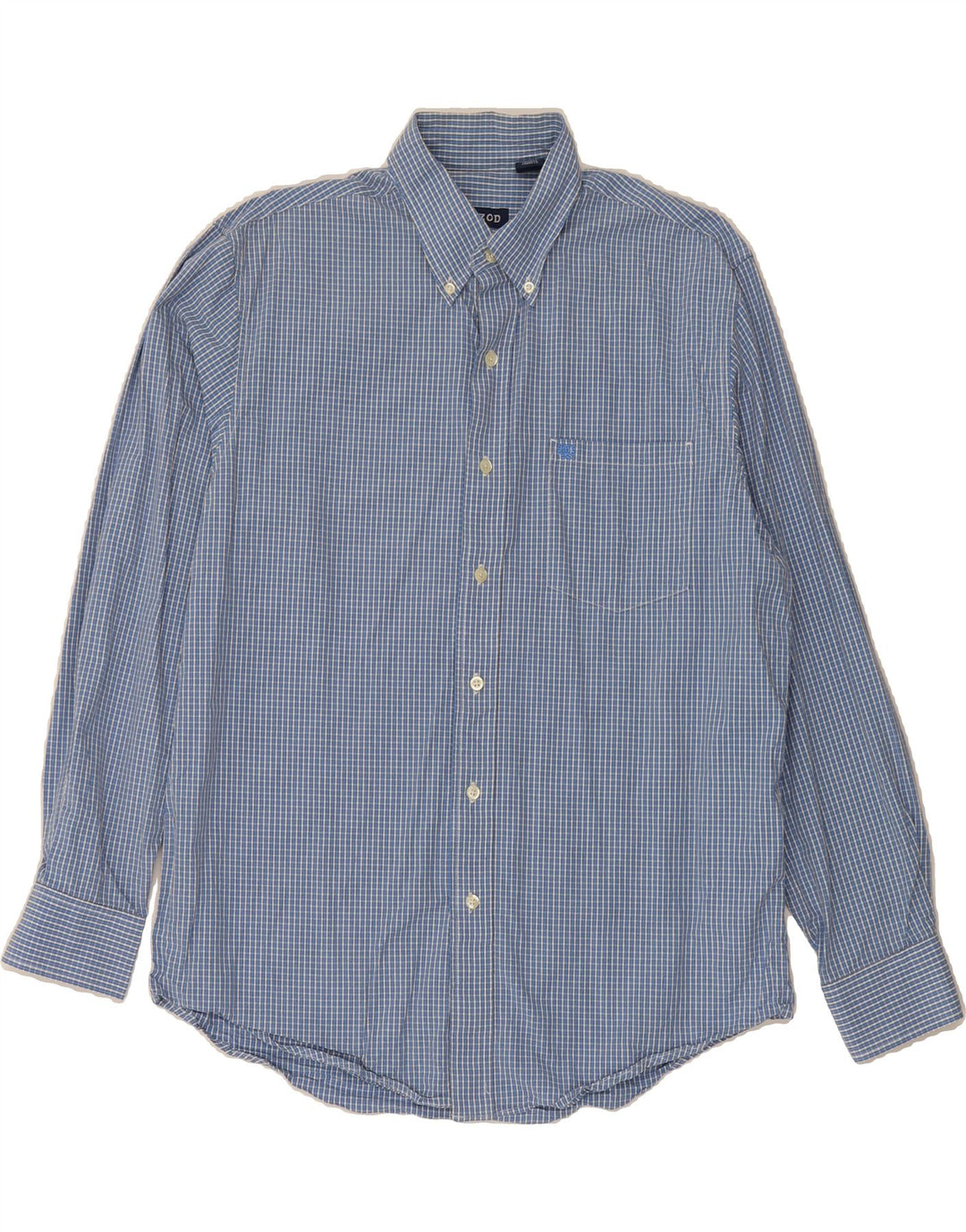 IZOD Mens Shirt Medium Blue Check Cotton Vintage Izod and Second-Hand Izod from Messina Hembry 