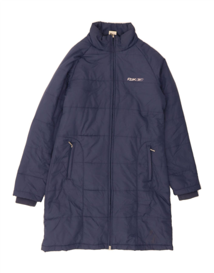 REEBOK Womens Hooded Padded Coat UK 12 Medium  Navy Blue Polyester Vintage Reebok and Second-Hand Reebok from Messina Hembry 
