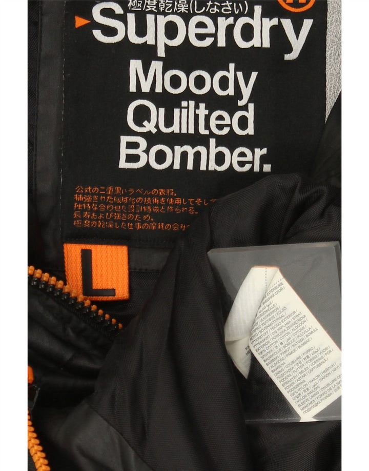 Męska pikowana kurtka bomber Superdry UK 40, duża, czarna nylonowa