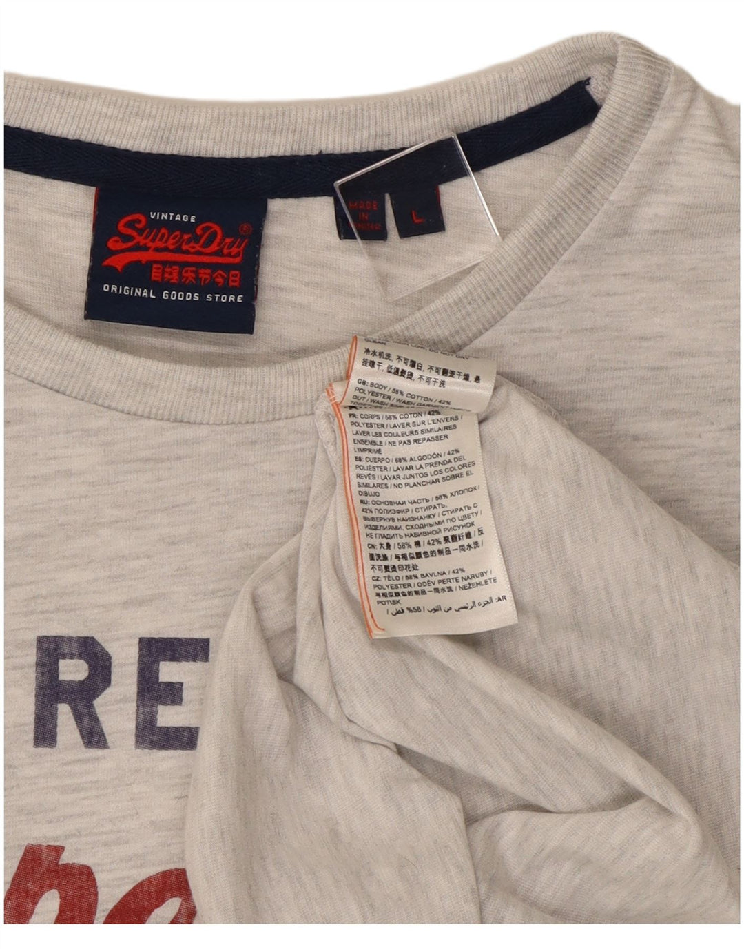 Męski top graficzny Superdry z długim rękawem, duży, szary, bawełniany w cętki