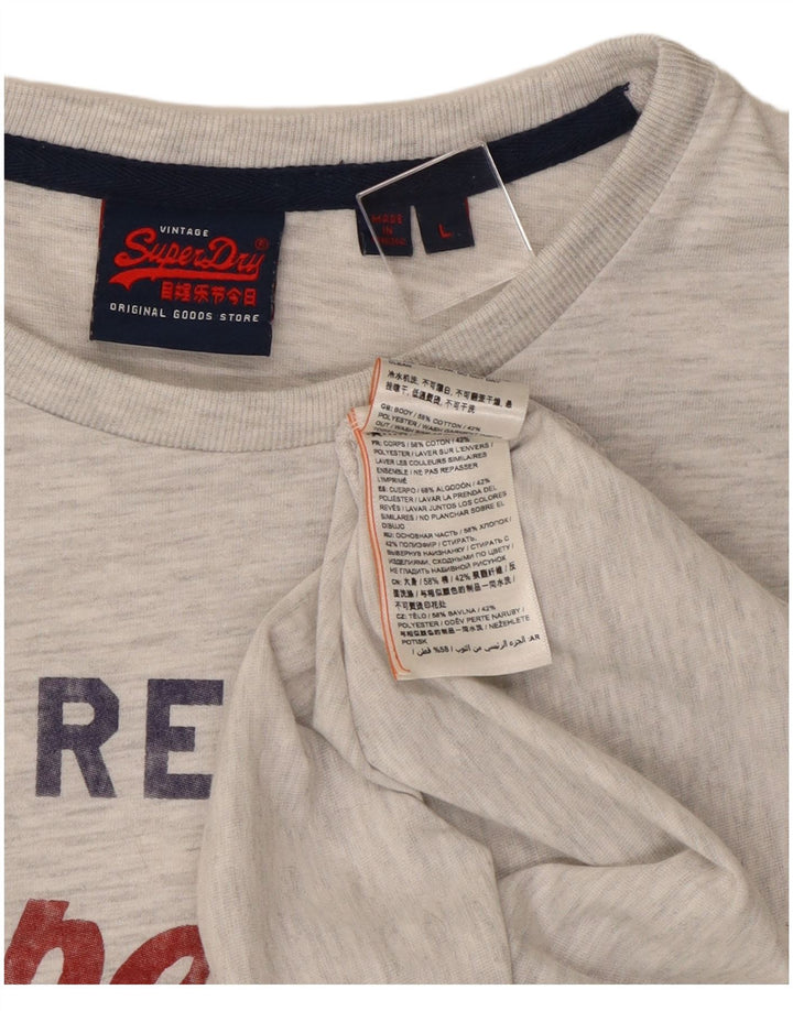 Męski top graficzny Superdry z długim rękawem, duży, szary, bawełniany w cętki