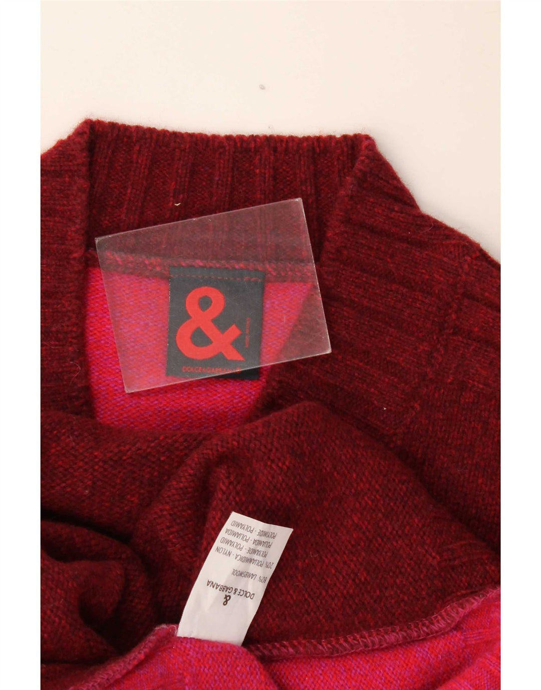 Damski sweter Dolce & Gabbana z dekoltem w kształcie litery V, IT 44, średni burgund