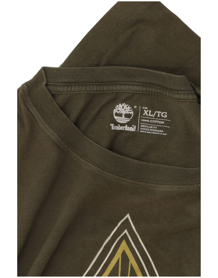 TIMBERLAND Męski top z grafiką o regularnym kroju, z długim rękawem, XL, w kolorze khaki, bawełniany