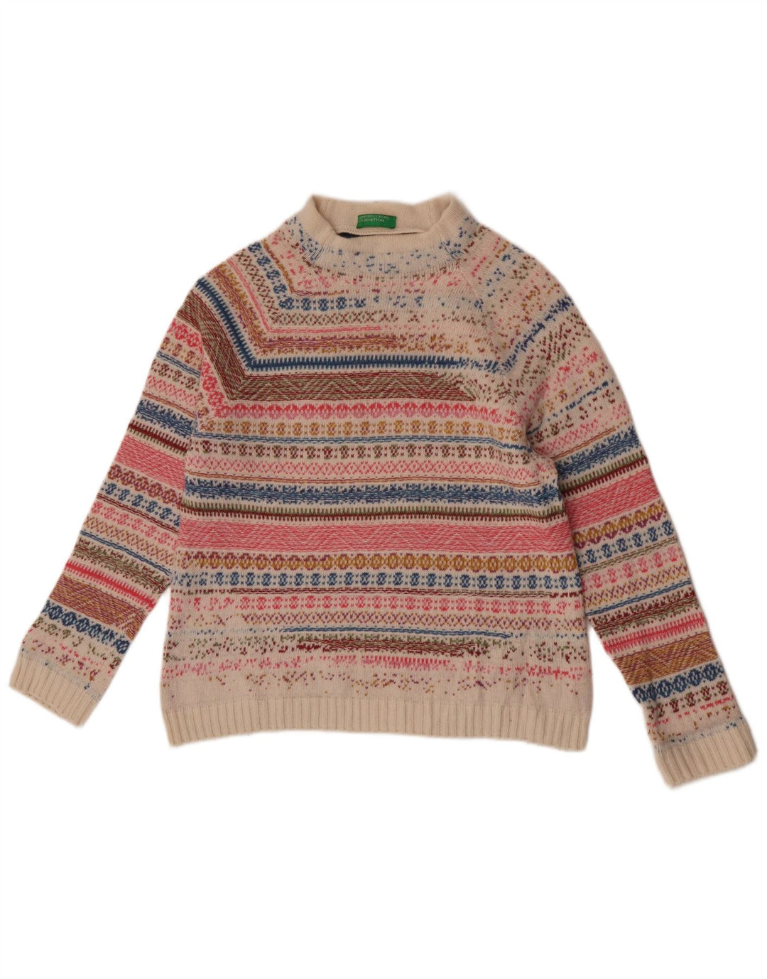Damski sweter z golfem Benetton UK 14, średni, wielokolorowy