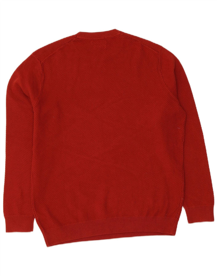Męski sweter Massimo Dutti z okrągłym dekoltem, średniej wielkości bordowa bawełna