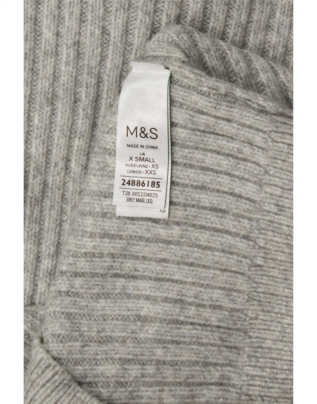 Marks & Spencer Damski sweter z okrągłym dekoltem, UK 6 XS, szary poliester