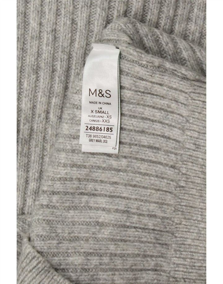 Marks & Spencer Damski sweter z okrągłym dekoltem, UK 6 XS, szary poliester