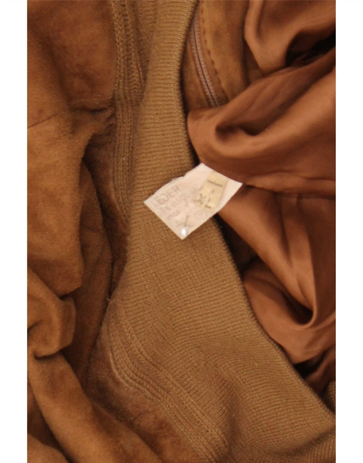 Vintage męska zamszowa kurtka bomber UK 42 XL brązowa skóra