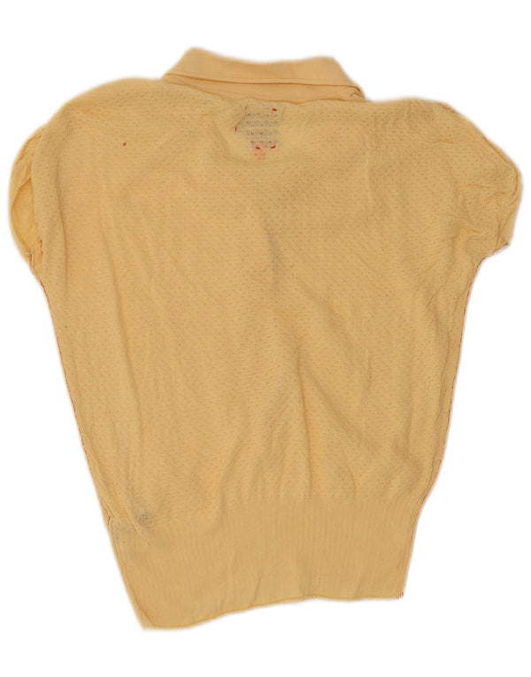 Damski sweter polo z krótkim rękawem Hugo Boss UK 14, duży żółty