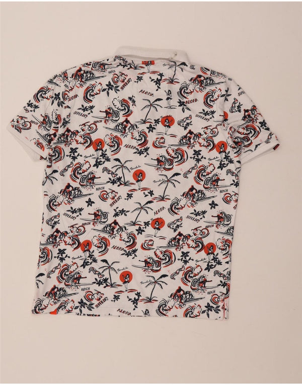 Męska hawajska koszulka polo Superdry XL, biała, bawełniana