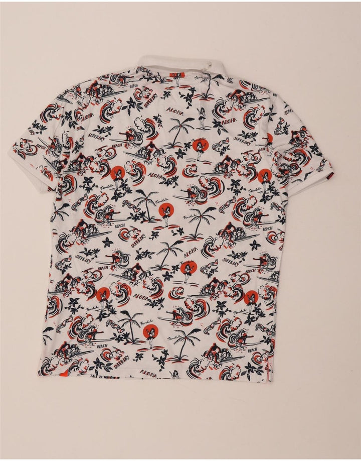 Męska hawajska koszulka polo Superdry XL, biała, bawełniana