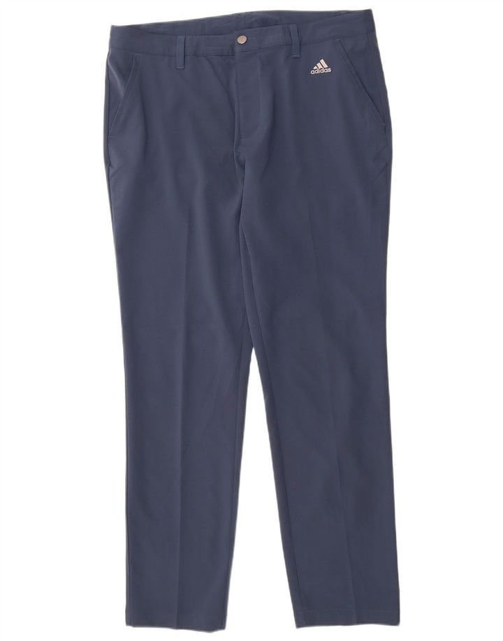 ADIDAS Mens Slim Chino Trousers W36 L30 Navy Blue Polyester