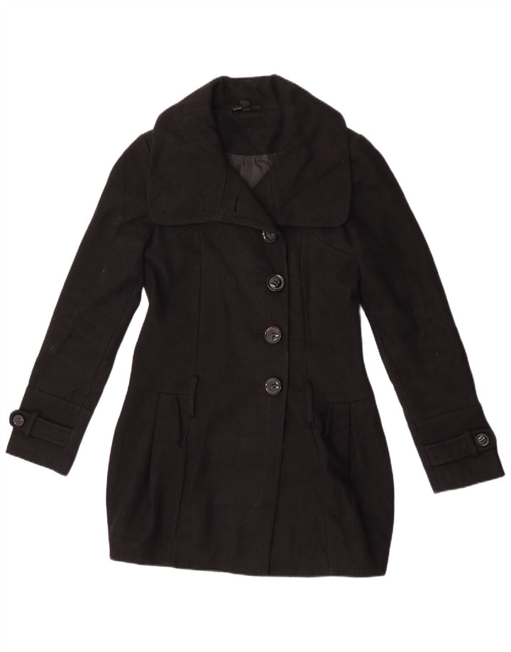 Topshop Płaszcz damski UK 8, mały, czarny, wełniany