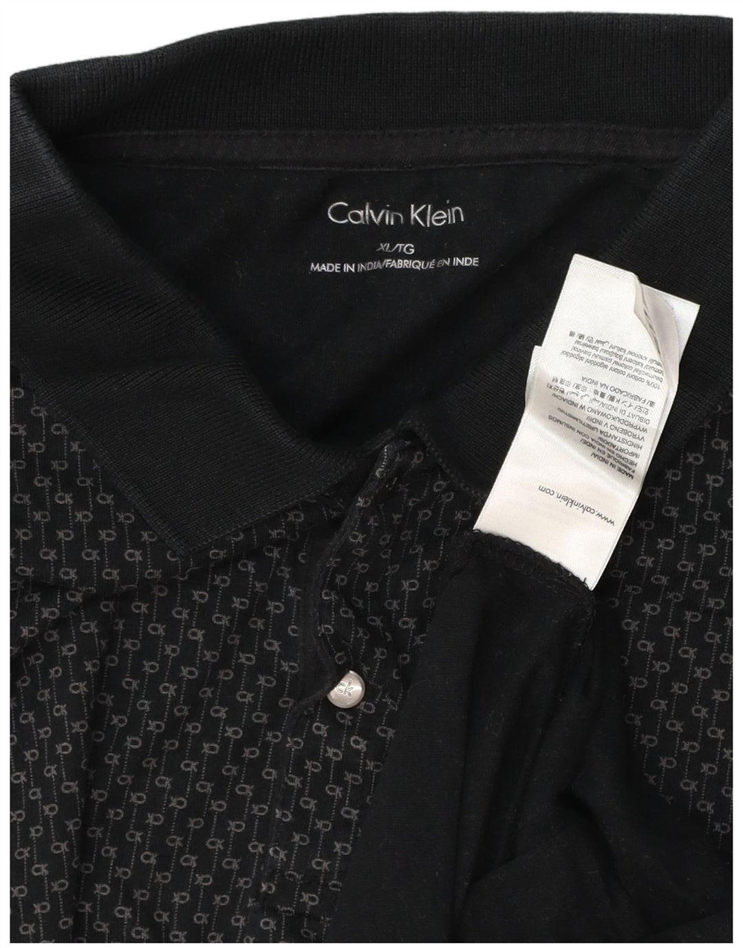 Męska koszulka polo CALVIN KLEIN z grafiką XL, czarna, bawełniana