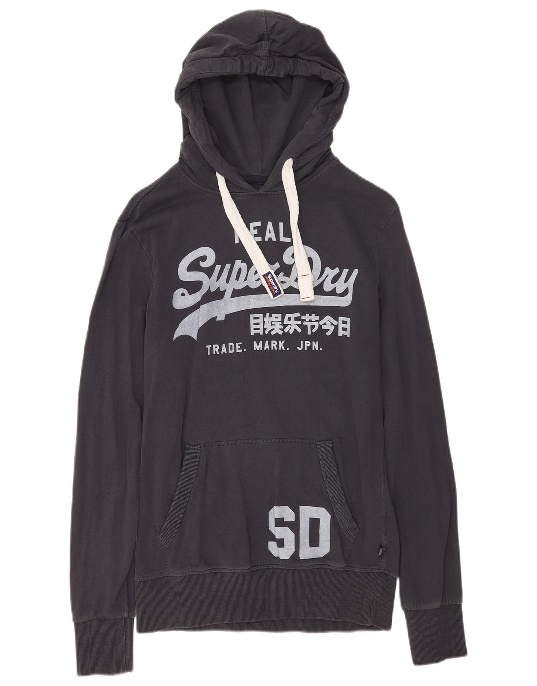 Męski sweter z kapturem Superdry z grafiką, średniej wielkości, czarny, bawełniany