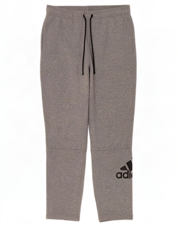 Męskie spodnie dresowe Adidas Graphic, duże, szare, bawełniane