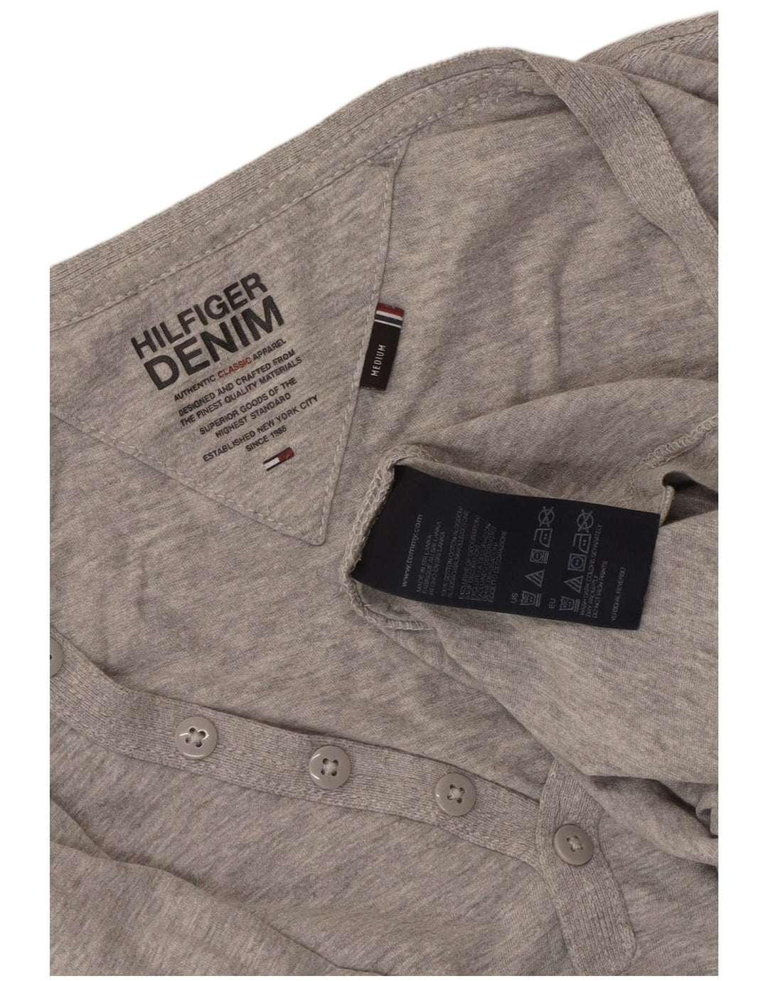 Damski top z długim rękawem Tommy Hilfiger UK 14, średnioszary, bawełniany