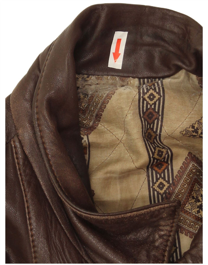 Vintage męska kurtka skórzana UK 44 2XL brązowa