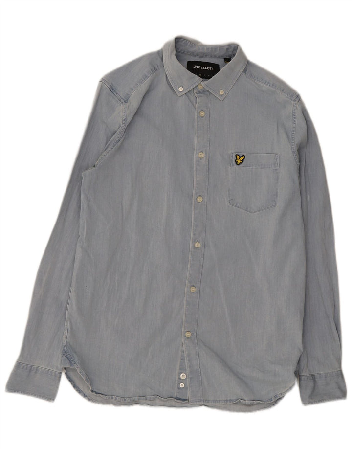 Koszula męska Lyle & Scott, średnia niebieska, bawełniana