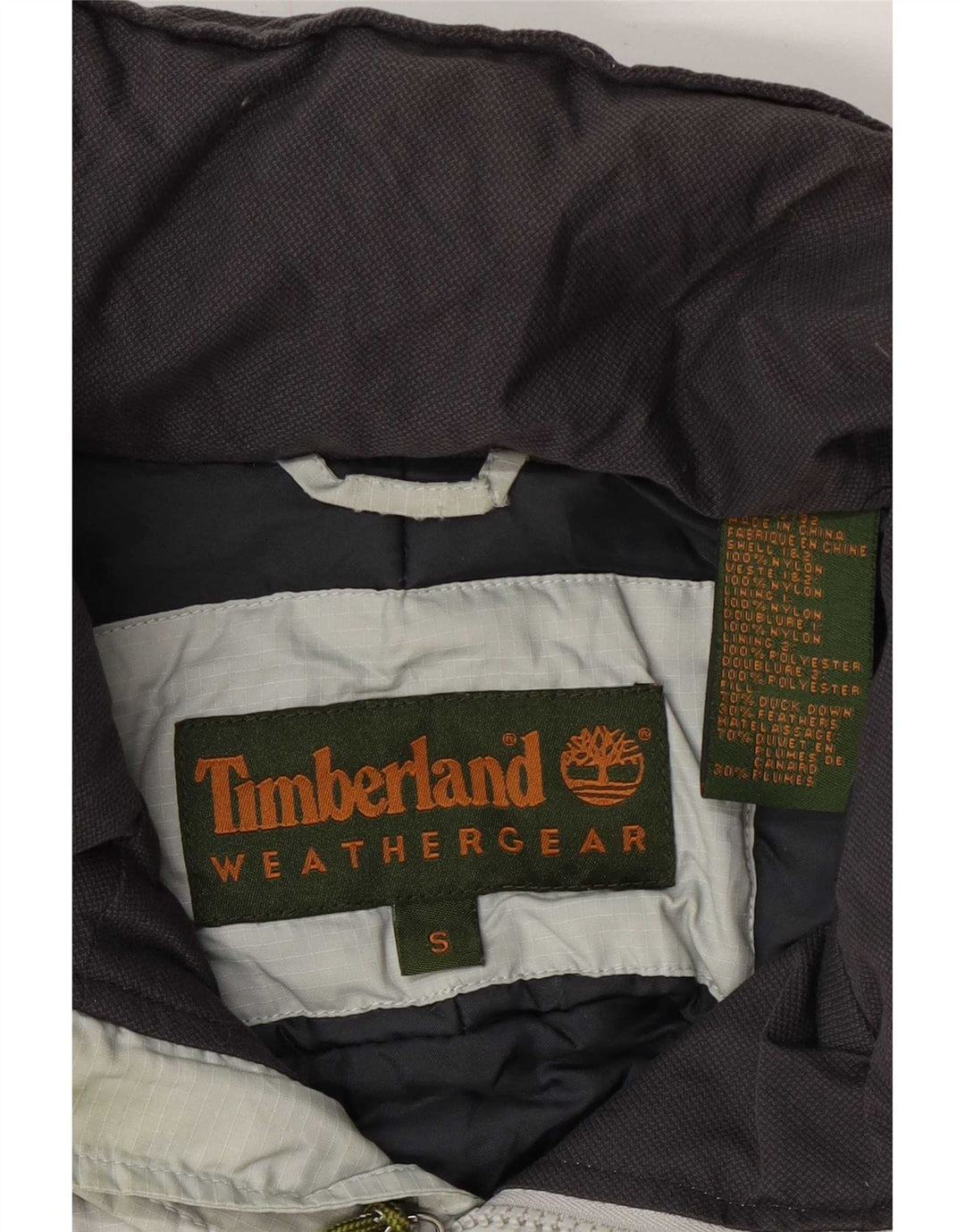 Męska ocieplana kurtka Timberland UK 36 Mały szary nylon z blokami kolorów