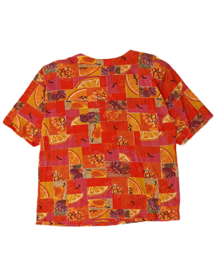 VINTAGE Womens Abstract Pattern T-Shirt Top IT 48/50 XL Red Cotton