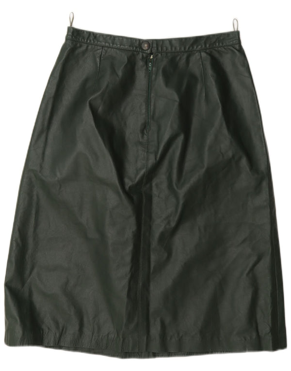 Vintage Womens Leather Skirt Medium W28 Green