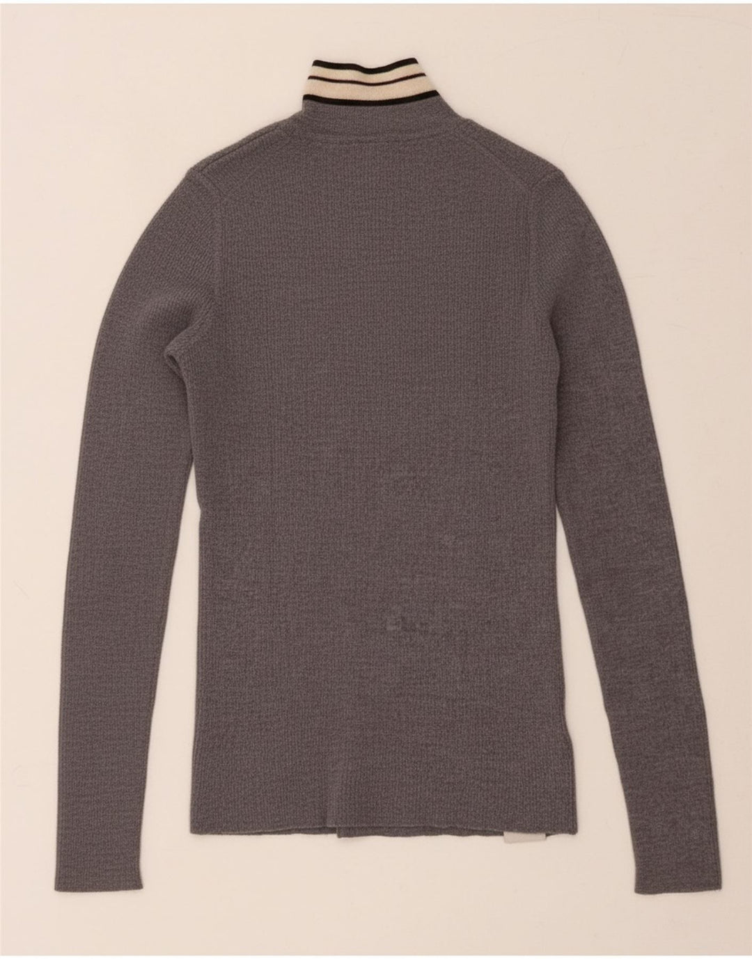 PEUTEREY Womens Crop Turtle Neck Jumper Sweater UK 14 Large Grey Wool