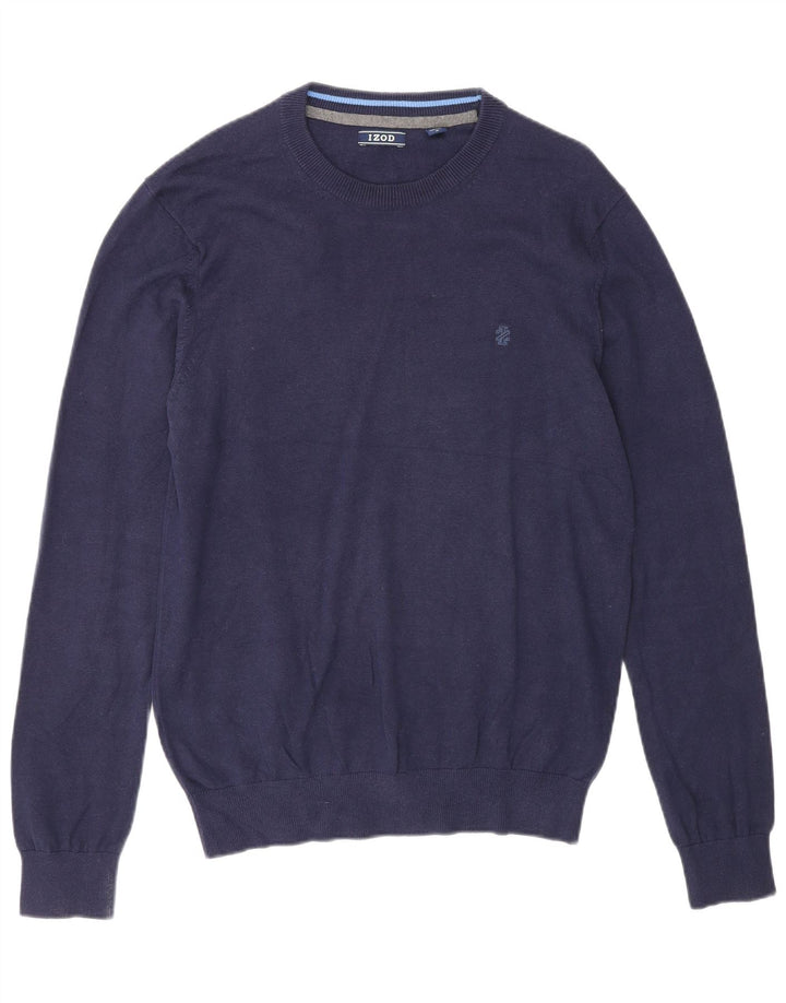 Izod Męski sweter z okrągłym dekoltem, średni granatowy, bawełniany