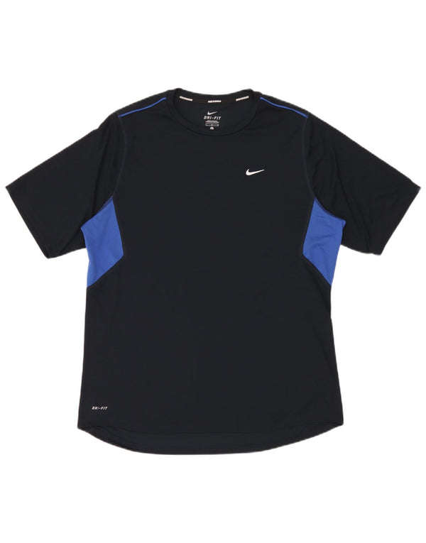 T-shirt męski Nike Dri Fit, duży, granatowy, z blokami kolorów
