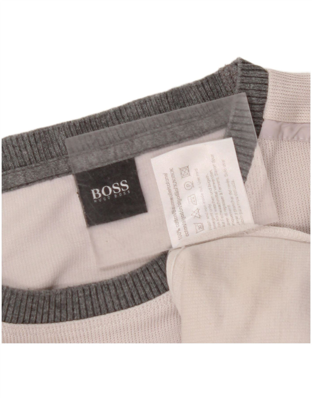 HUGO BOSS Męski top z długim rękawem XL, bawełna w kolorze złamanej bieli