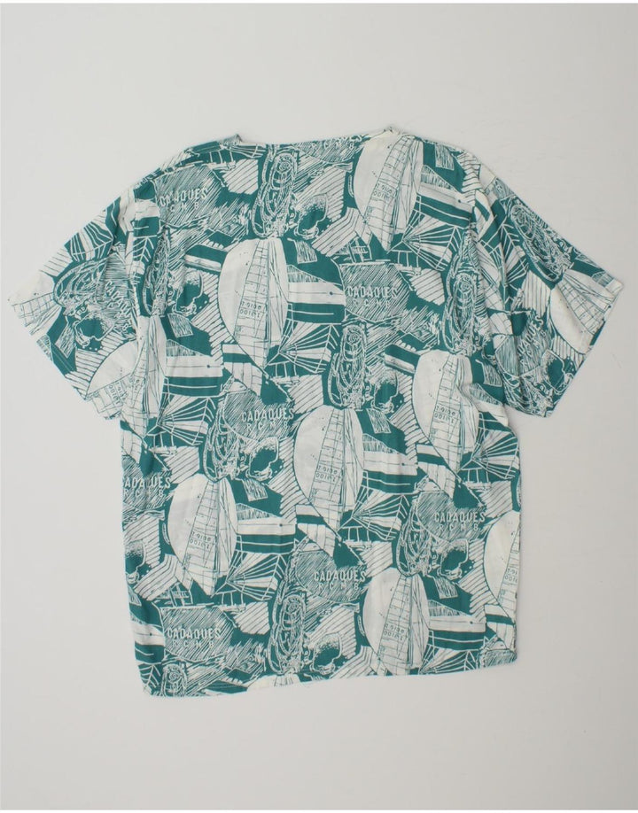 LINEA CINQUE Mens Graphic Short Sleeve Pullover Shirt Large Green Vintage Linea Cinque and Second-Hand Linea Cinque from Messina Hembry 