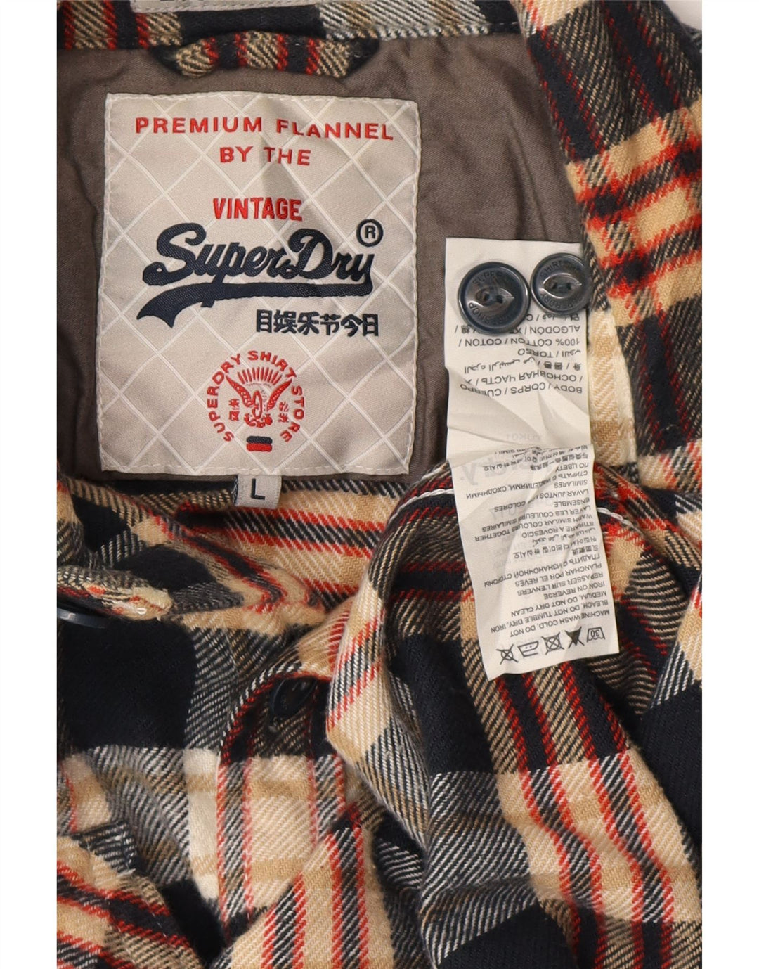 SUPERDRY Męska koszula flanelowa, duża, czarna, bawełniana w kratę