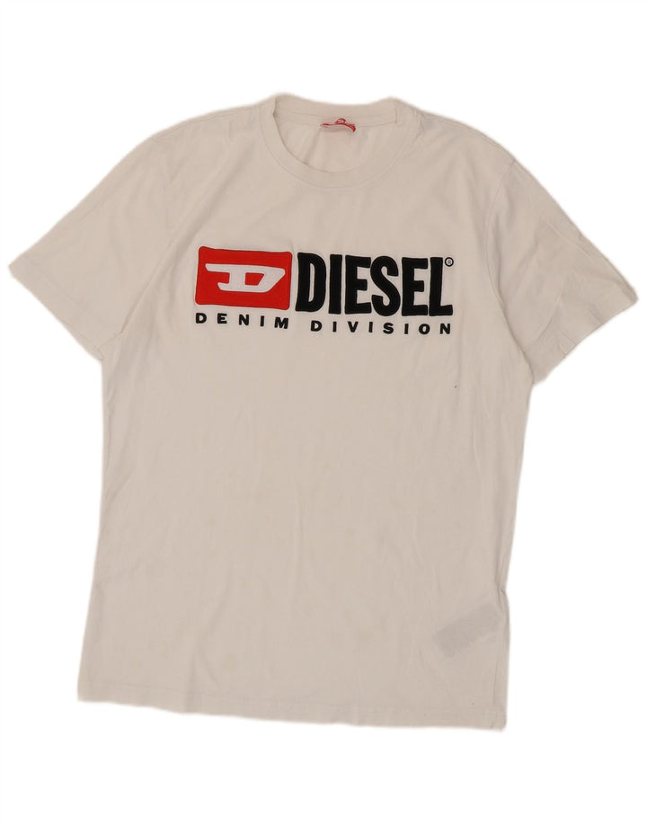 Męska koszulka z grafiką Diesel, góra XL, biała bawełna