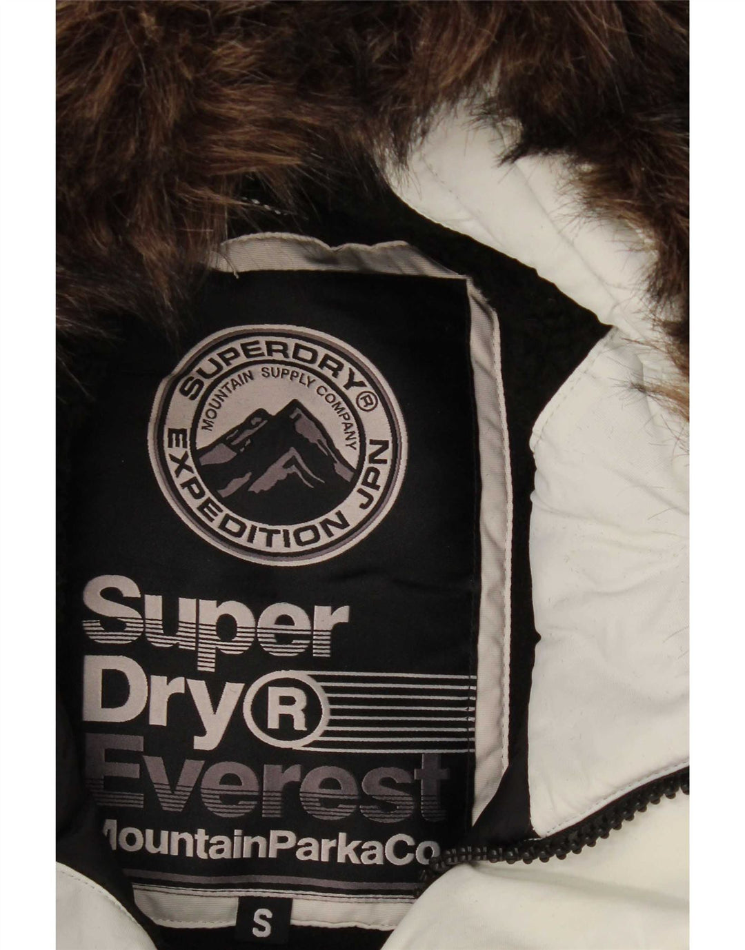 Męska kurtka parka z kapturem Superdry UK 36, mała, biała, poliestrowa
